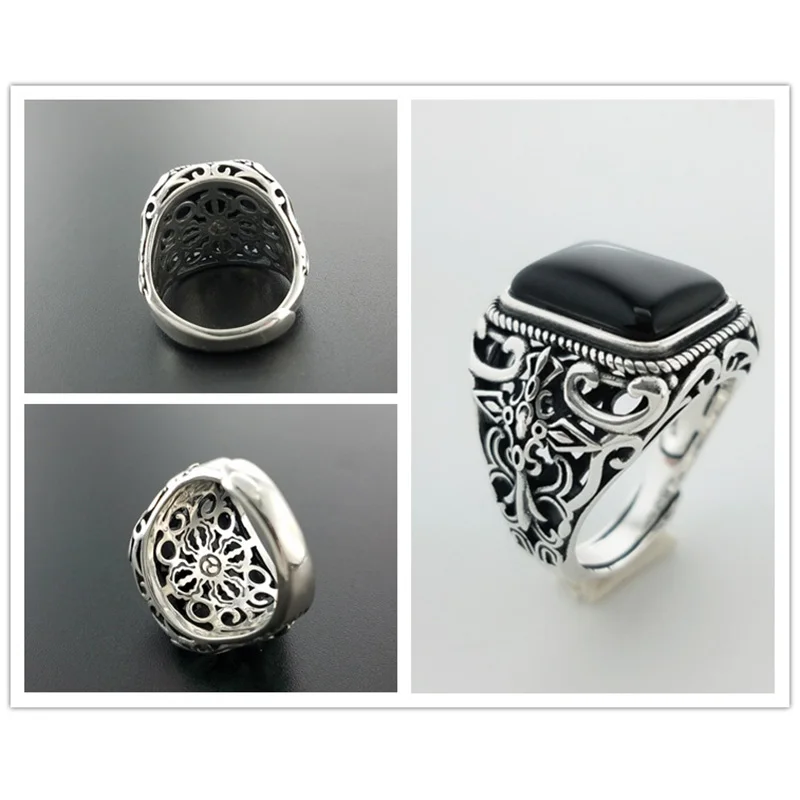 Мужские Винтажные кольца из настоящего серебра 925 пробы цветные натурального