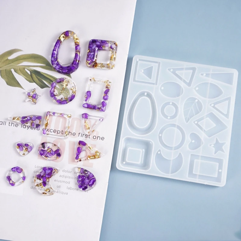 

XXFD Crystal Epoxy Resin Mold Dangle Eearrings Silicone Mould DIY Crafts Jewelry Pendant Making Tools