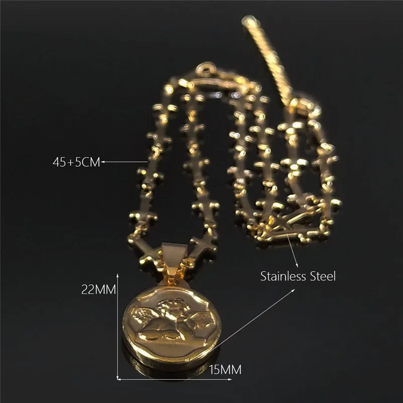 

2021 Cross Angle Stainless Steel Small Necklaces & Pendants Women/Men Gold Color Choker Necklace Jewelry colgantes NXS02