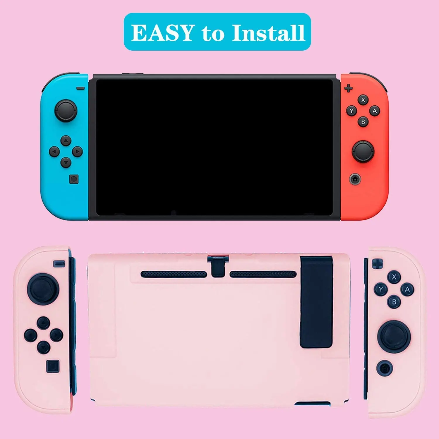 Розовый защитный чехол для контроллеров Nintendo Switch Joy-Con стеклянный протектор