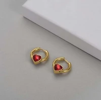 red love heart tender women earrings trendy gorgeous ladies elegant exquisite golden hoop eardrop