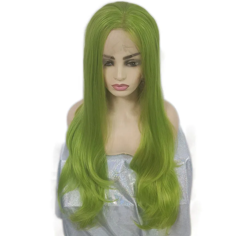 Kanekalon Русалочка синий белый смешанный цвет кружевной передний парик