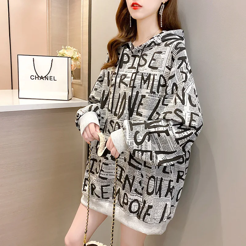 

Hoodies Women 2021 Women Fashion Sweatshirts Long Sleeve Top Print Letter Female Tracksuits Sportswear Moletom Feminino