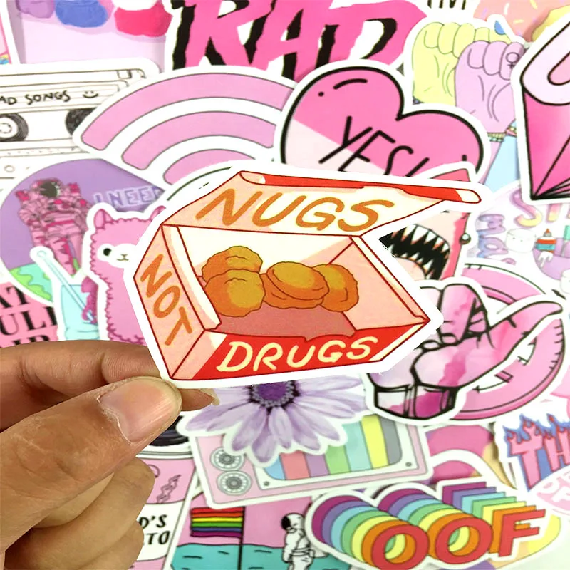 

10/30/53pcs/lot Cartoon Pink Vsco Cute Ins Style Stickers For Laptop Luggage Motorcycle Phone Skateboard Kids Sticker Toys
