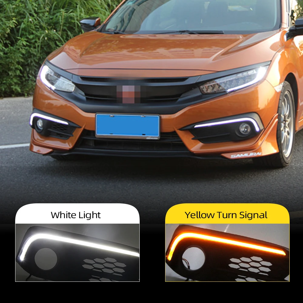 1 пара для Honda Civic 2016 2017 2018 DRL светодиодный дневных ходовых огней светильник