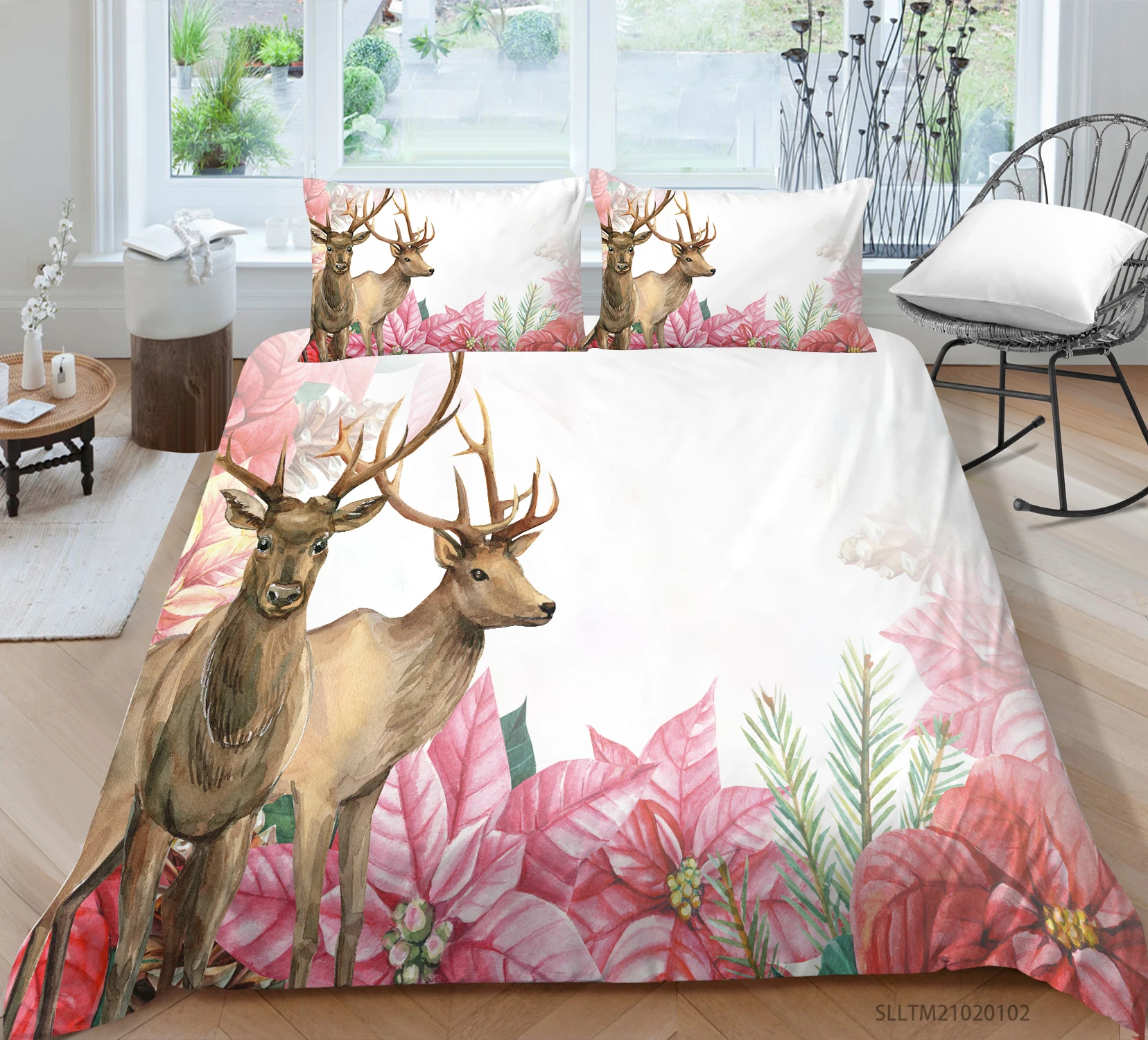 

Hot Style Soft Bedding Set 3d Digital Deer Printing 2/3pcs Duvet Cover Set with Zipper Single Twin Double Full Queen King