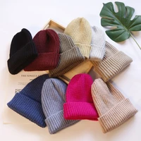 hat new winter candy colors women knitted hat warm soft trendy hat kpop style wool beanie elegant all match hat
