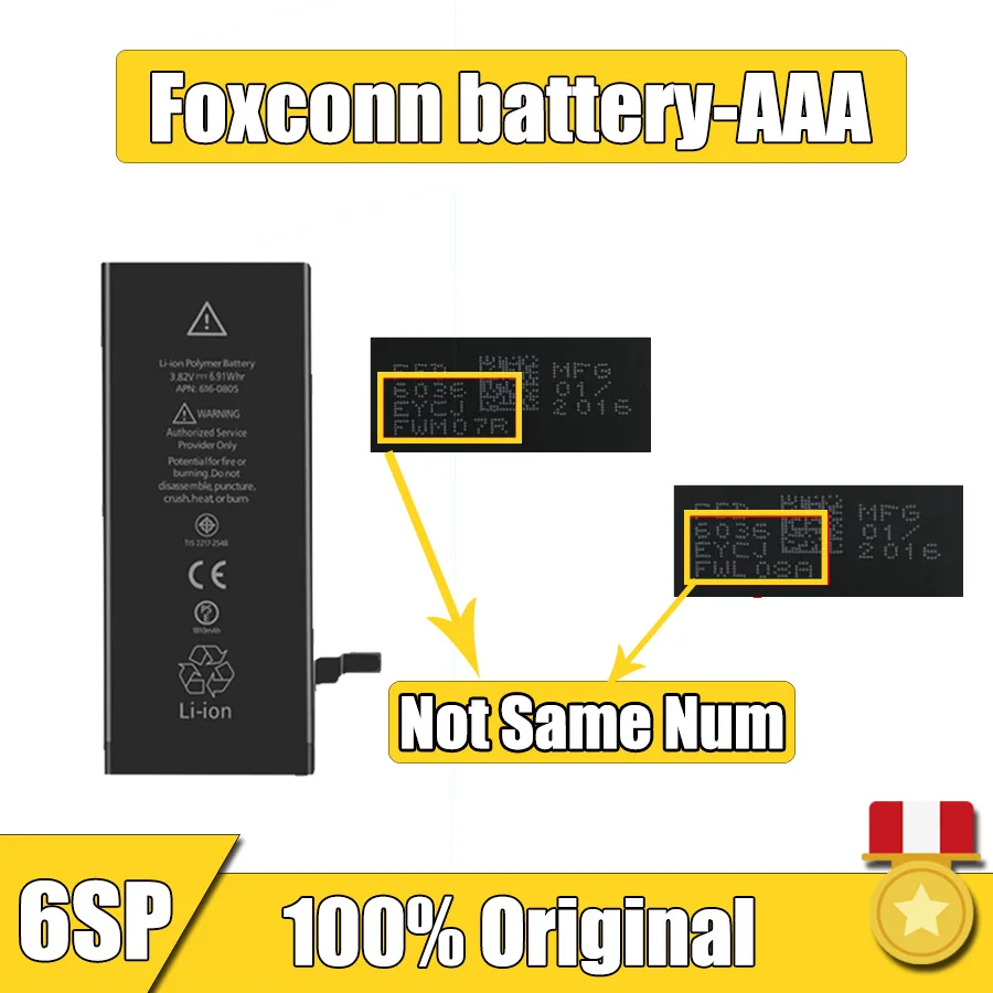 

10pcs/Lot Real Capacity 2750mAh Core Protection Board 3.82V Zero Cyclic Battery For iPhone 6S Plus 5.5" Repair Parts Plus-AAA