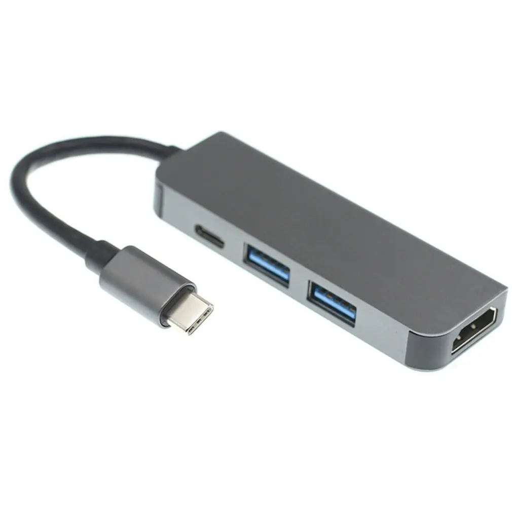 

4-in-1 Docking Station Type-C To USB3.0x2+PD+HDMI-compatible Multifunctional Split Line Card Reader Hub Plug And Play