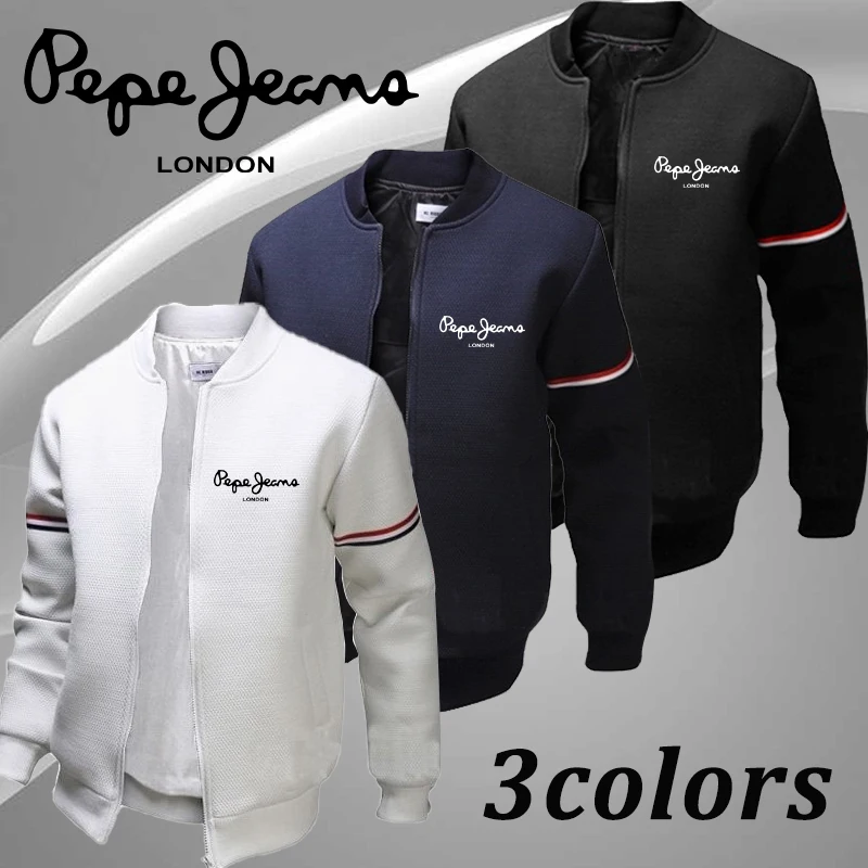 

2022 Pepe Printed Men's Autumn and Winter Solid Color Coat Casual Outdoor Baseball Clothing Man Slim Fit Sports Zipper Jacket