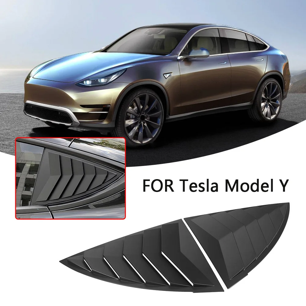 

2Pcs Auto Exterior Accessories Triangle Shutters Car Rear Window Shutters Blinds Decoration Cover for Tesla Model Y