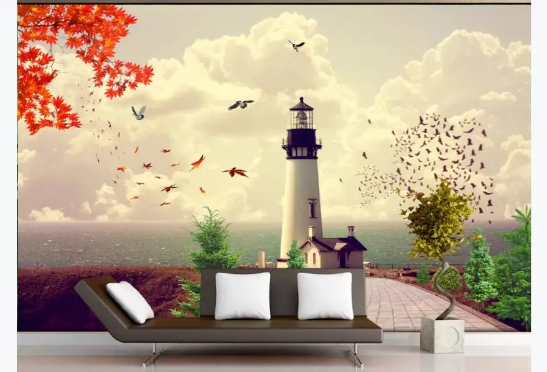 Настенные 3D-обои с изображением морского маяков современные декоративные