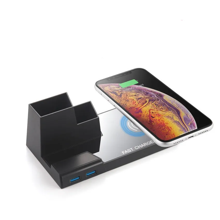 4 в 1 с USB держателем для ручки подставка беспроводного зарядного устройства Qi