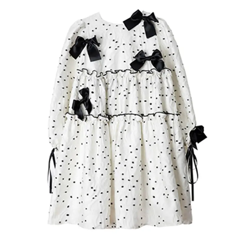 

XITAO Bow Dress Fashion New Women High Waist Plus Size Small Fresh Minority Casual Style Elegant Patchwork Loose Dress ZY5452