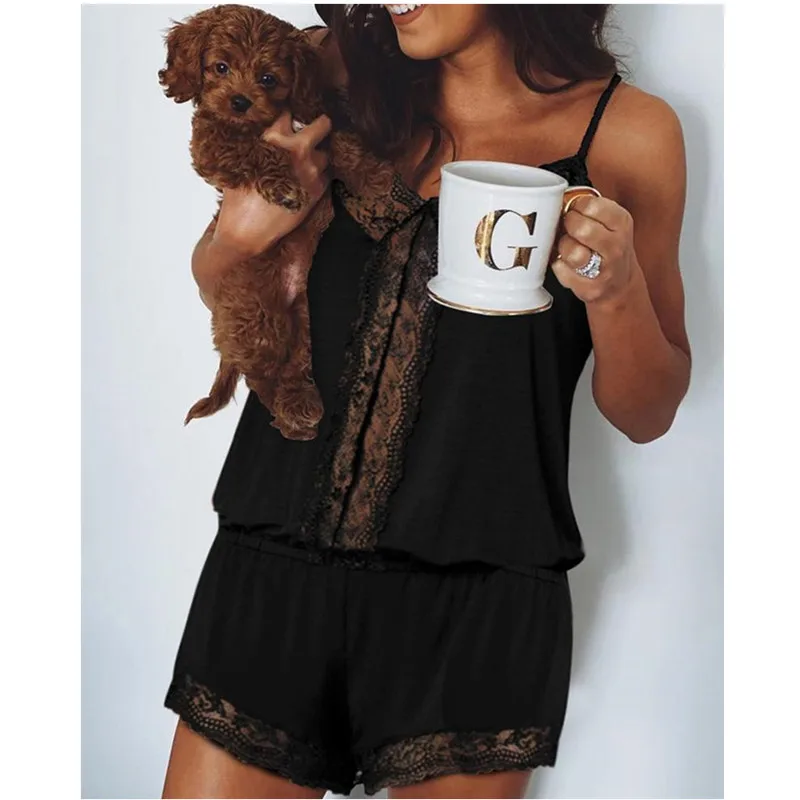 Женский комбинезон без бретелек повседневный свободный праздничный кружевной