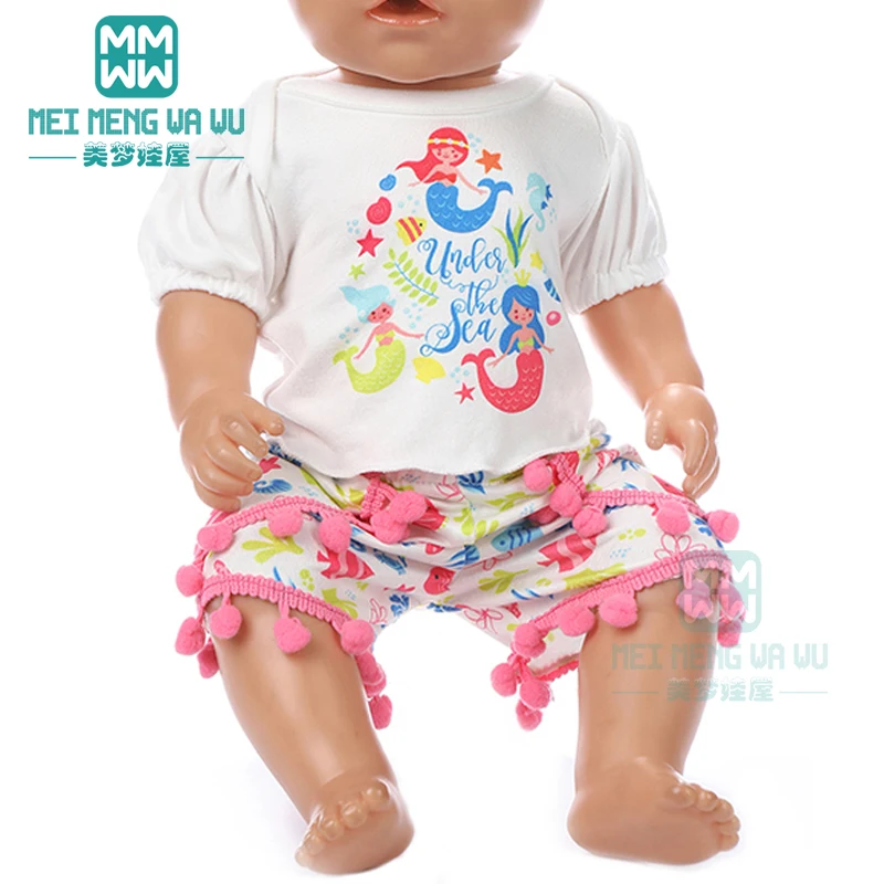 Clothes for doll fit 43cm toy newborn doll accessories fashion T-shirt + ball shorts