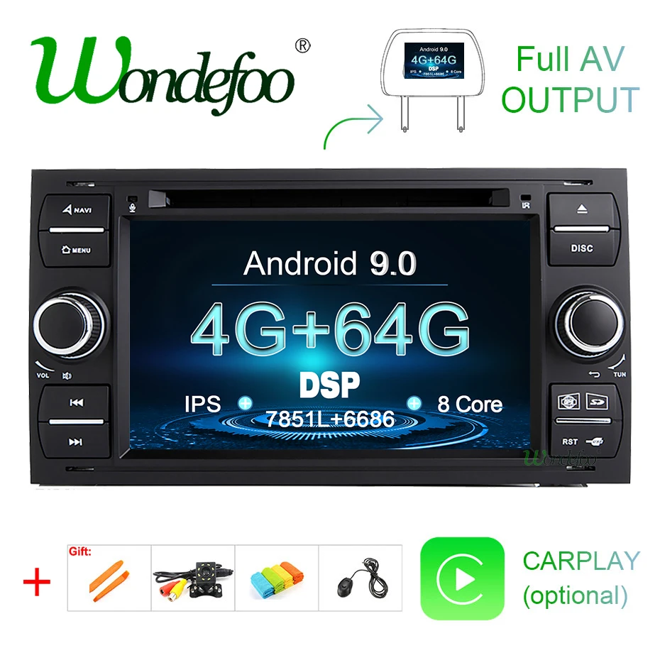 DSP ips Android 9,0 2 din автомобильный DVD для Ford Mondeo S-max Focus C-MAX Galaxy Fiesta Transit Fusion соединяет мультимедийный плеер