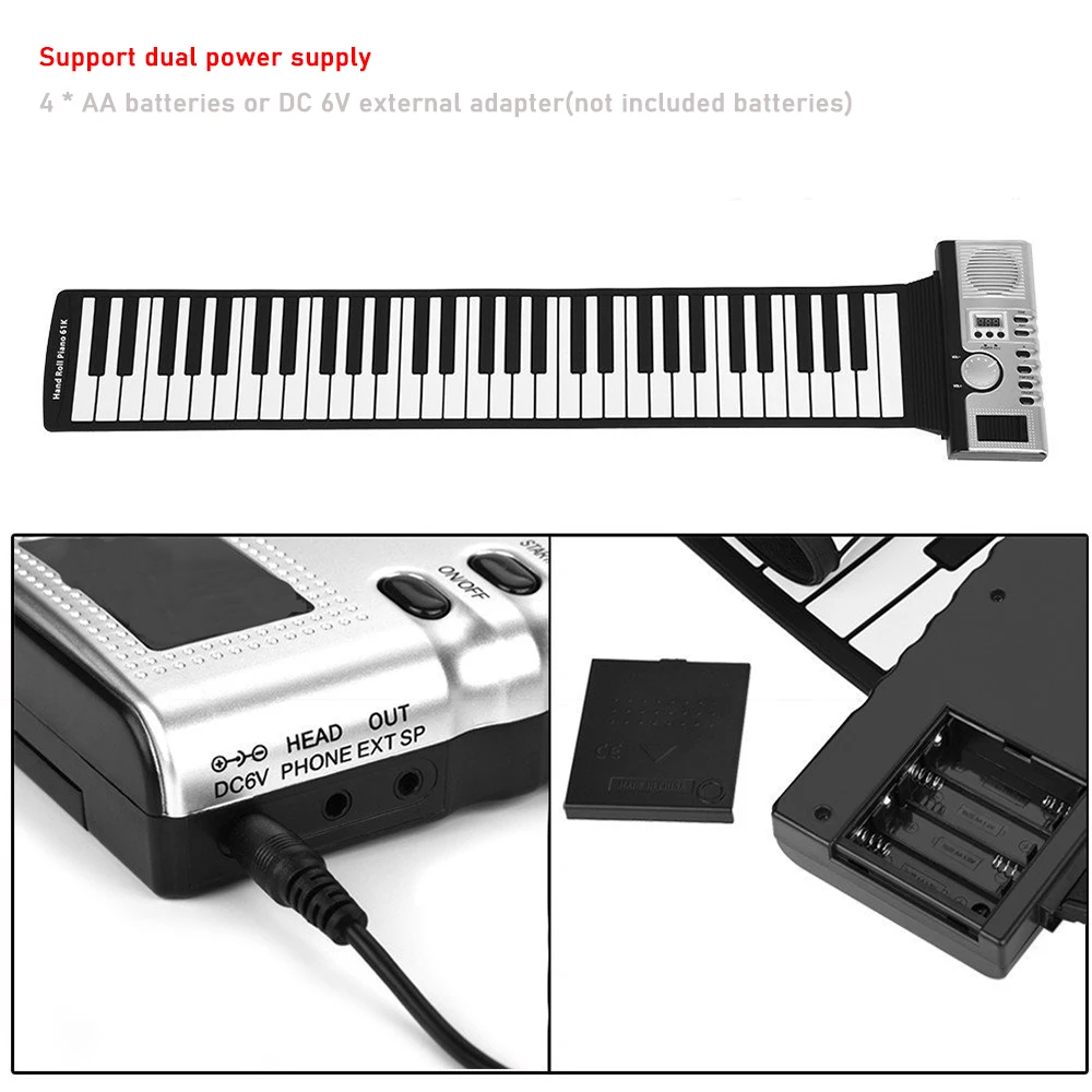 USB 61/88 Keys Roll Up Flexible Piano Silicone Portable Foldable Soft Keyboard Electronic Instrument |