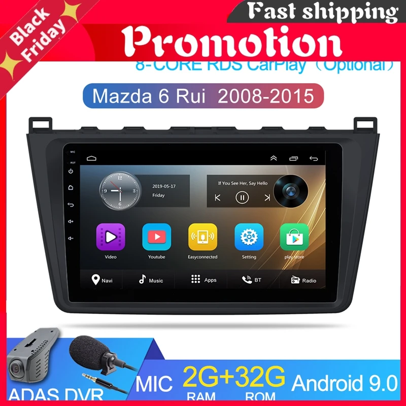 2G + 32G 2 din Android 9 0 автомобиль радио для Mazda 6 Rui крыло 2008 2009 2010 2011 2012 2014 Wifi аудио GPS