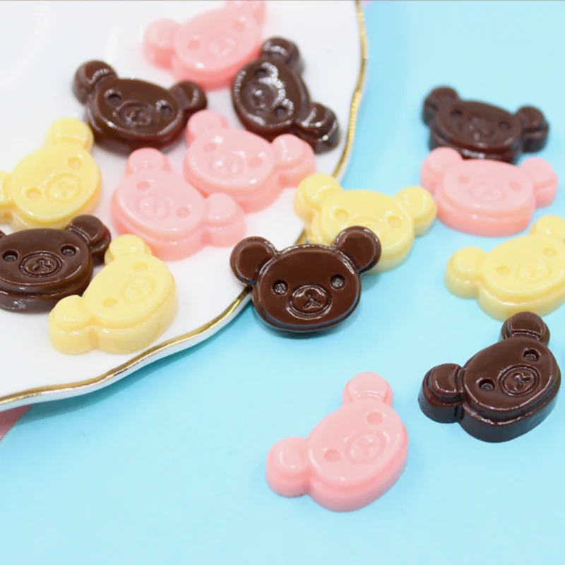 

HL 20PCS 22mmx15mmx6mm Cute Bear Chocolate Resin Cabochon Flatback DIY Crafts Phone Decor Art Supplies