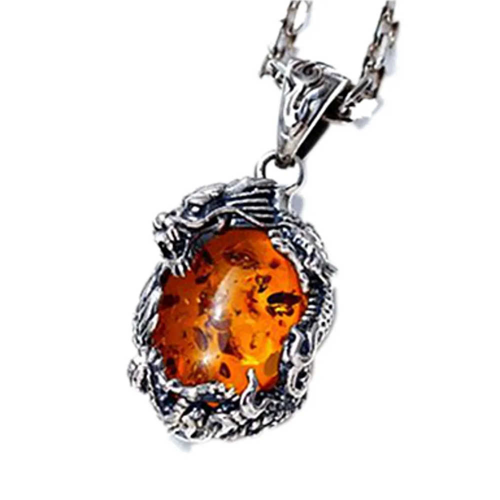 

Thai jewelry 925 sterling silver genuine OVnatural stone flying Thai silver pendant