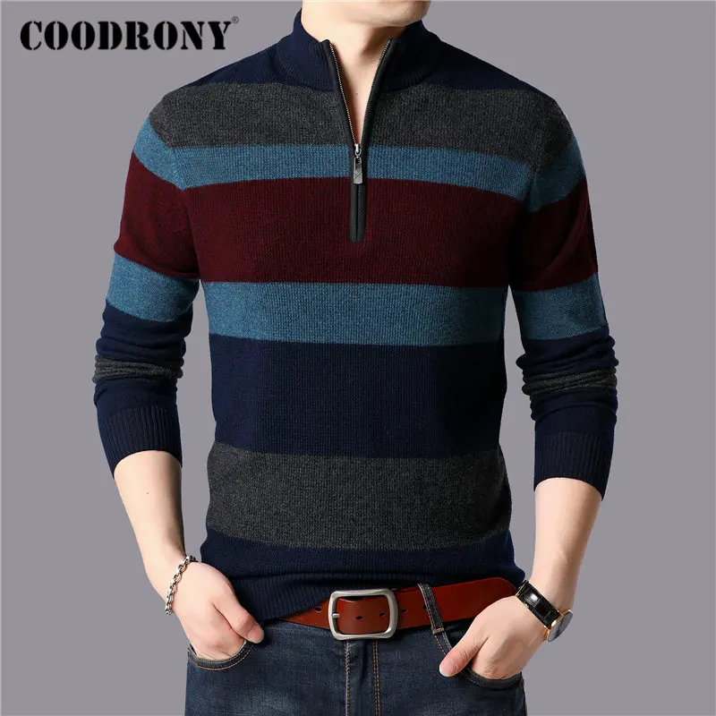 Мужской кашемировый свитер на молнии с высоким воротником|Джемперы| |