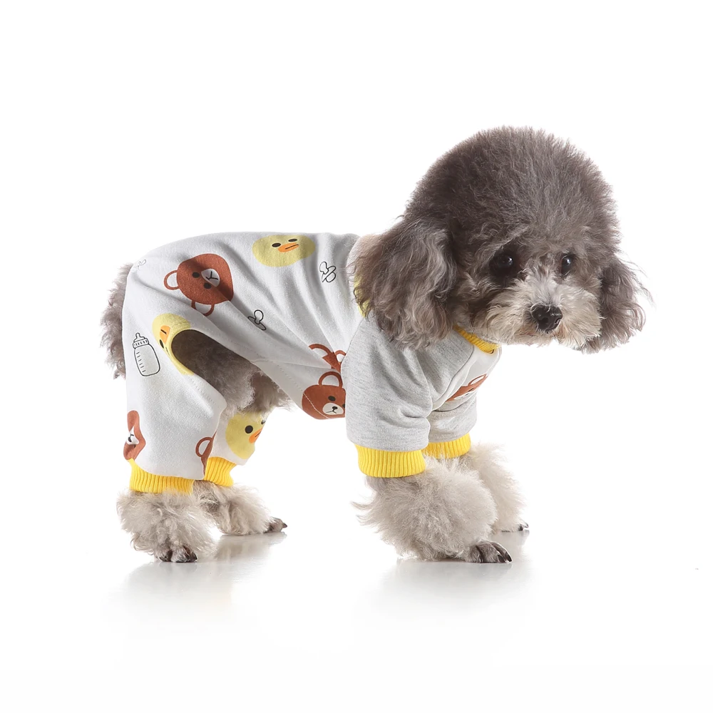 Пижама для кошек одежда маленьких собак пижама комбинезон щенка сна теплая