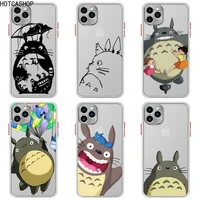 cute totoro ghibli miyazaki anime phone case for iphone 12 11 pro max mini xs 8 plus x se 2020 xr matte transparent light white