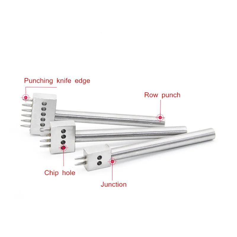 

DIY Stitching Craft Leather Punching Tool ,2+4+6 Prong 4/5/6/8mm Spacing Sewing Stitching 1mm Round Hole Hollow Punch Cutter