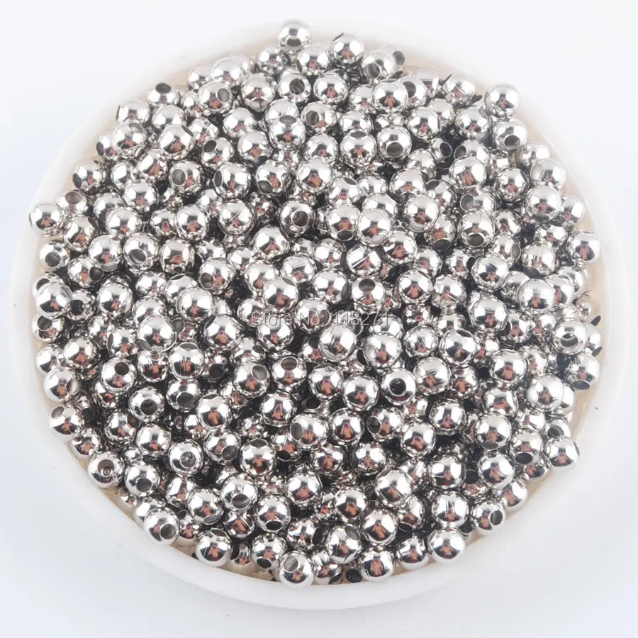 Золотистые/Серебристые оловянные металлические круглые бусины WOJIAER 3 мм 4 6 8