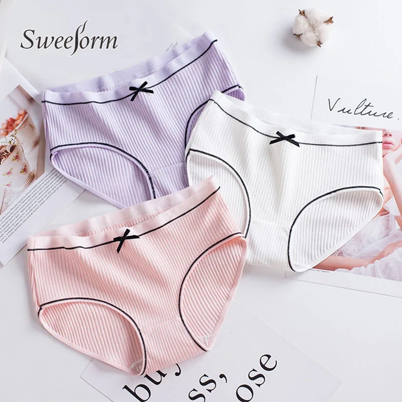 Женские хлопковые трусы со средней посадкой с треугольными чашечками для