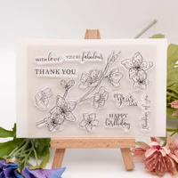 1pc peach blossom transparent silicone stamp cutting diy hand account scrapbooking rubber coloring embossed diary decor reusable