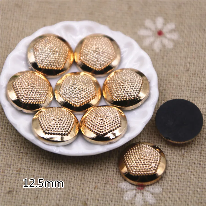 

50pcs 12.5mm Golden color flat back Button Cute Home Garden Crafts Cabochon Scrapbooking Clothing accessories