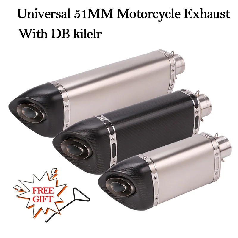 

51mm Slip On Universal Motorcycle Exhaust Pipe Modified Carbon Fibre Escape Muffler DB Killer For ZX6R Forza 350 CB650R Ninja400