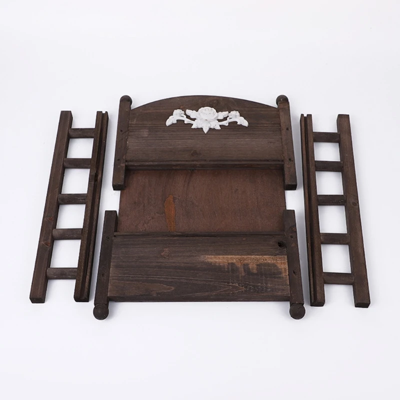 HX5D Newborn Posing Detachable Mini Retro Bed Baby Photo Shooting Props Wooden Crib | Мать и ребенок