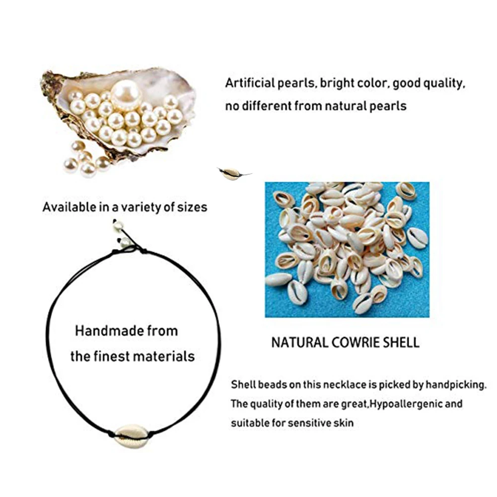 Женское Ожерелье в стиле бохо Пляжное ожерелье с морской ракушкой и