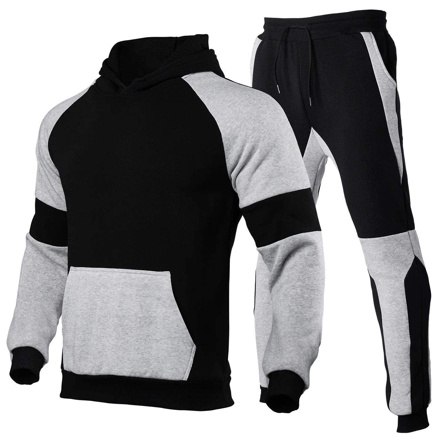 

Autumn And Winter New Men'S Fashion Sports Suit Two-Color Stitching Pocket Decoration Comfortable Sports Sweater And Sports Pant