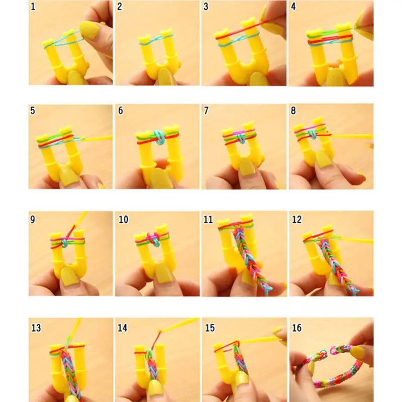Rainbow Rubber Bands Refill Set Bracelet Necklace Maker Kit Small Crochet Clip Pendant Bead Hook DIY Crafting Weaving Needlework
