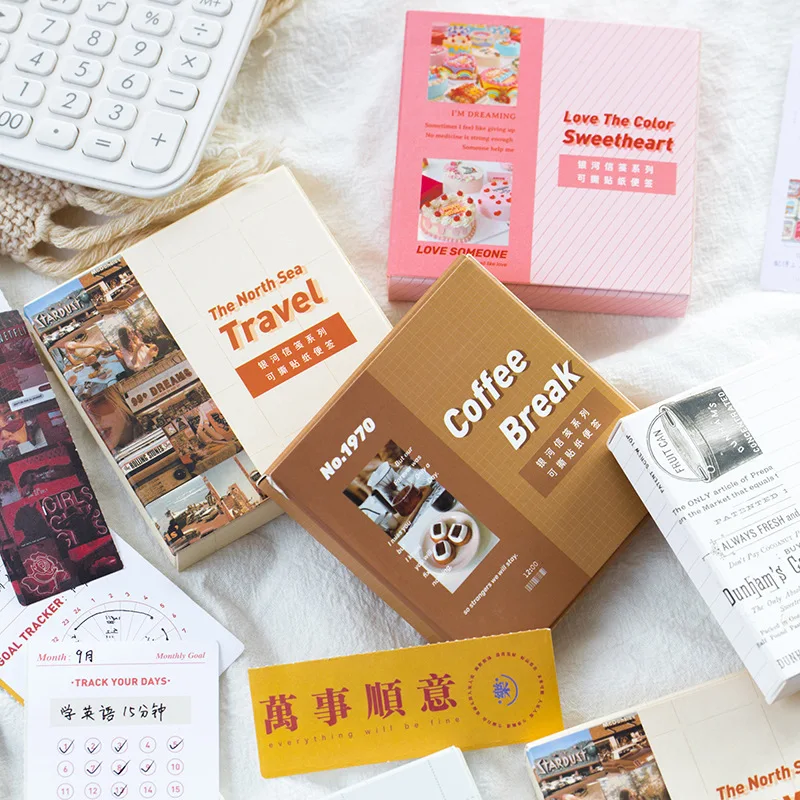 

JIANWU 50 Sheets Creative Salt Style Memo Pad Retro Art Journal Collage Tearable Material Paper Notebook School Stationery