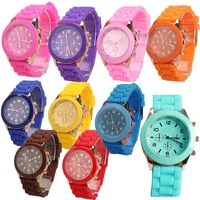 girl boy quartz wrist watch with jelly candy color silicon watchband round dial for student men women watch reloj de mujer
