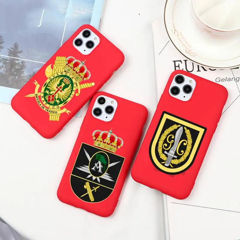 

Emblem Of The Spanish Civil Guard Phone Case For Iphone 6 6s 7 8 Plus XR X XS XSmax 11 12 Pro Mini Max Candy Red Silicone Cover