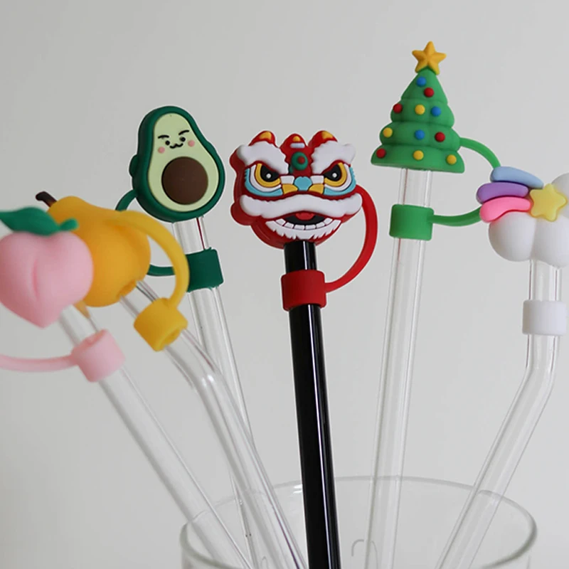 

1Pc New Silicone Straw Plug Reusable Airtight Drinking Dust Cap Cup Accessories Cartoon Plugs Tips Cover Suit For 6-8mm Straws