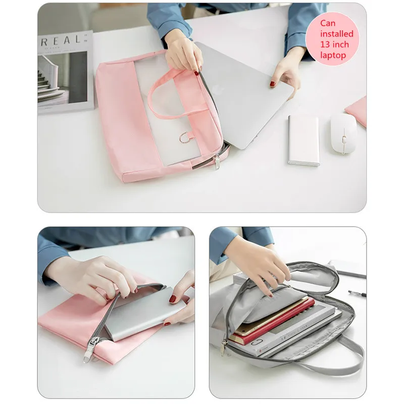 Multifunctional Briefcases Waterproof A4 Document Laptop Organize Bag Travel File Power Bank Phone Storage Handbag Accessories