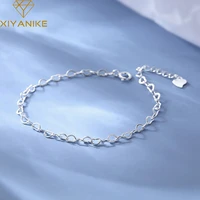 xiyanike silver color love heart chain bracelet female fashion cute unique design simple handmade accessories couple gift
