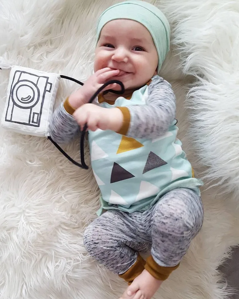 Модная одежда для новорожденных мальчиков комплект из 3 предметов футболка с