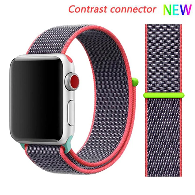 Нейлоновый ремешок для Apple watch 5 ремешок 44 мм 40 мм iWatch ремешок 42 мм 38 мм спортивный ремешок для часов Браслет Apple watch 4 3 2 1 38 40 44 мм - Цвет ремешка: Bright powder 2 hit