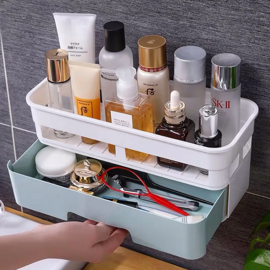 

Bathroom Shampoo Shower Gel Cosmetics Storage Basket With 1 Layer Drawer Type Toilet Storage Rack Organizer Bathroom Storage