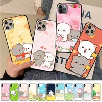 peach cat cute cartoon couple phone case for iphone 11 12 13 mini pro xs max 8 7 6 6s plus x 5s se 2020 xr case