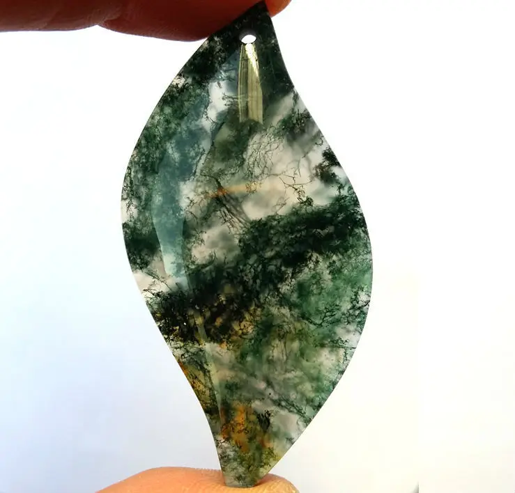 Ожерелье с подвеской из нефрита ручной работы натурального халцедона