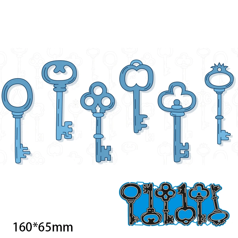 

Cutting Dies 5pcs Keys Metal Metal Decoration Scrapbook Embossing Paper Craft Album Card Punch Knife Mold 160*65mm